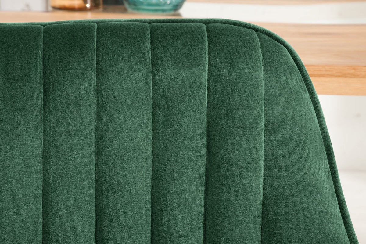 Lot de 2x Fauteuil élégant à accoudoirs TURIN vert émeraude en velours avec surpiqûre décorative