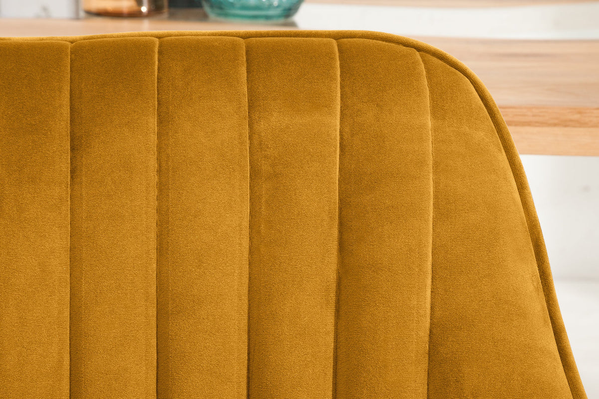 Lot de 2x Fauteuil élégant avec accoudoirs TURIN jaune moutarde velours avec surpiqûre décorative