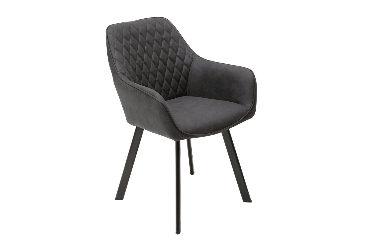 Lot de 2x Fauteuil rétro PALERMO anthracite avec accoudoir et surpiqûre décorative