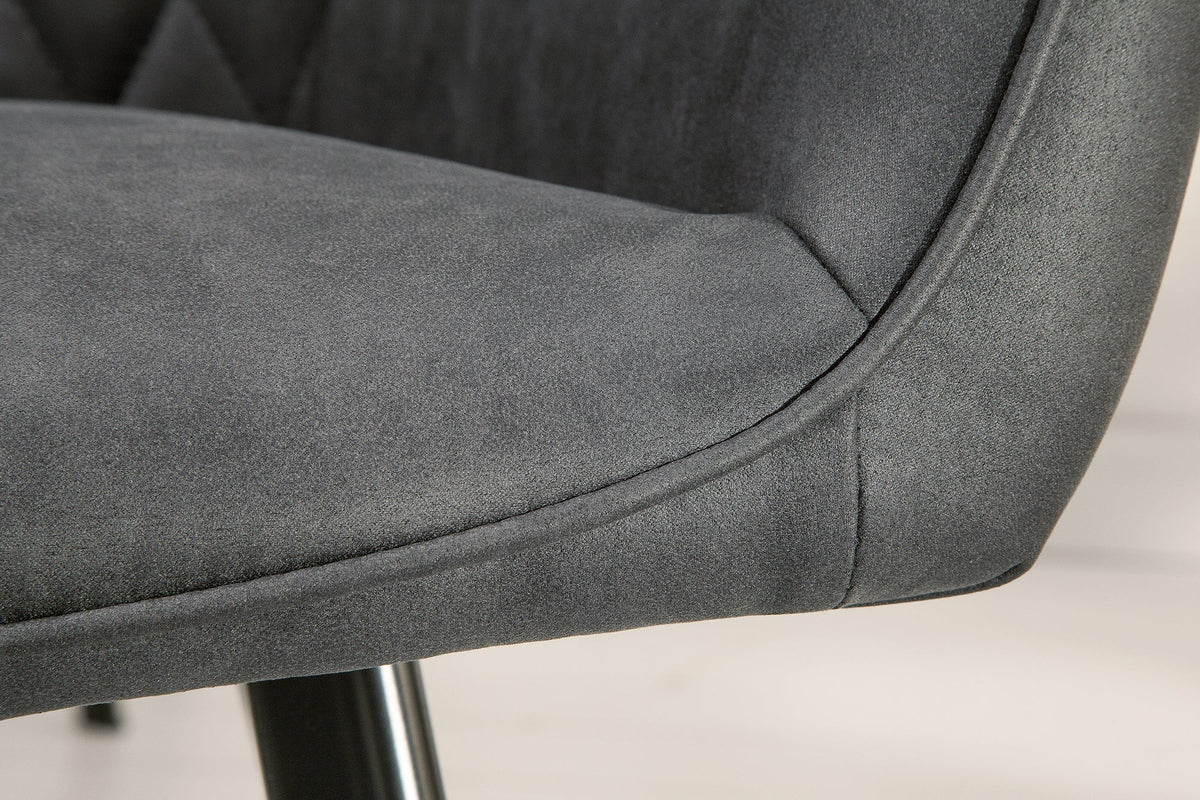 Lot de 2x Fauteuil rétro PALERMO anthracite avec accoudoir et surpiqûre décorative