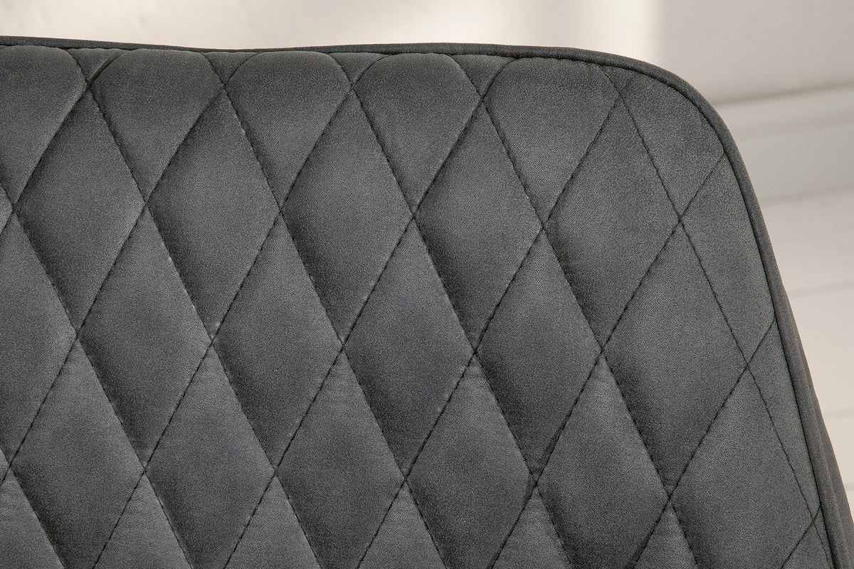 Lot de 2x Fauteuil rétro PALERMO anthracite avec accoudoir et surpiqûre décorative