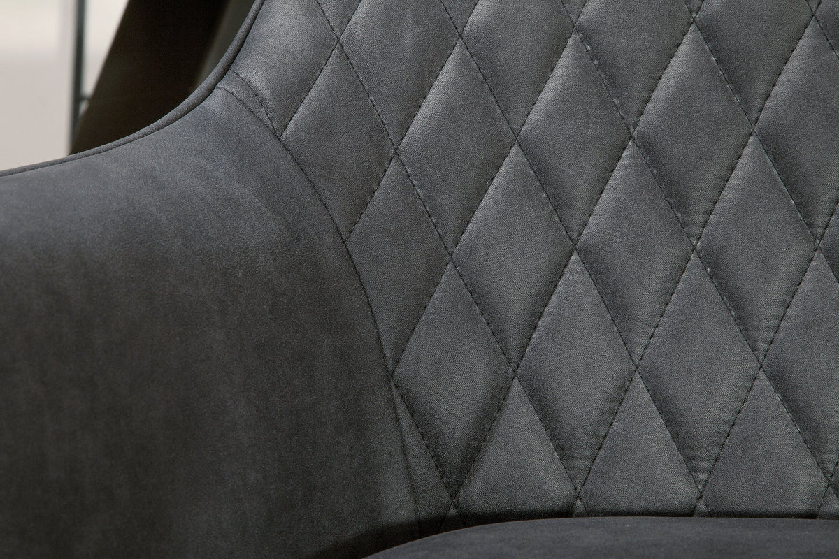 Lot de 2x Fauteuil rétro PALERMO anthracite avec accoudoir et surpiqûre décorative
