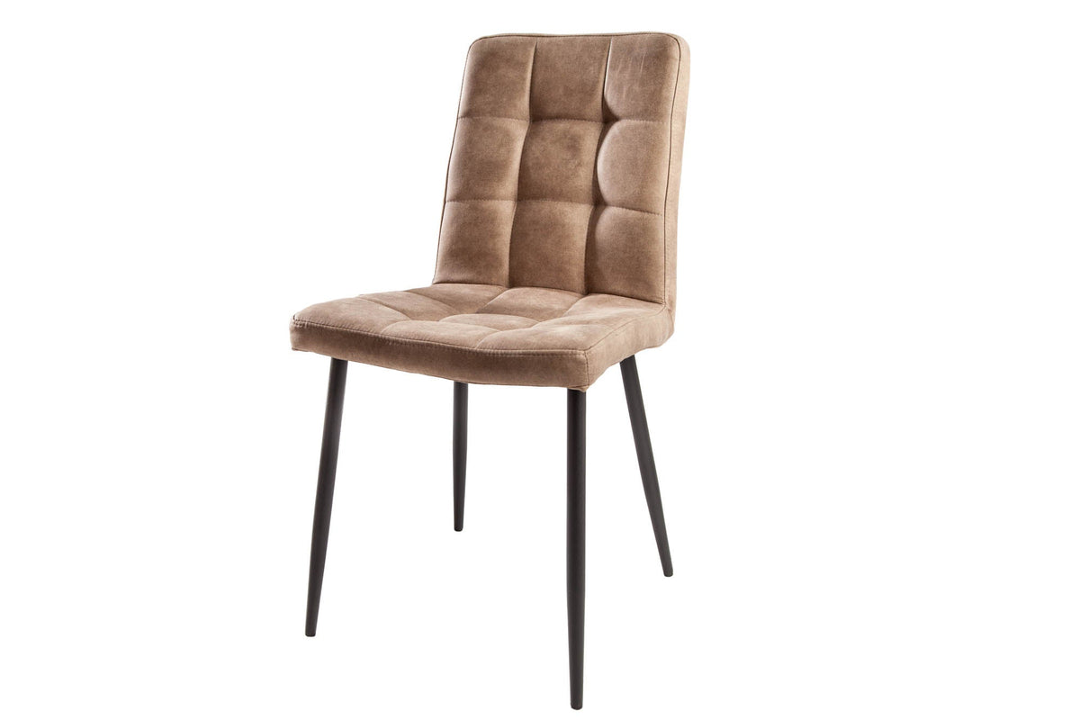 Lot de 2x Retro Design chaise MODENA antique taupe microfibre avec surpiqûre décorative