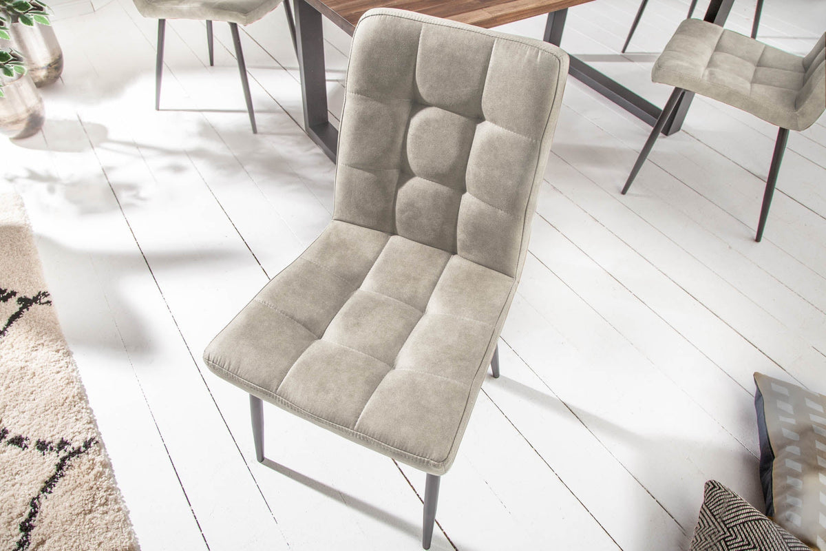 Lot de 2x Retro Design chaise MODENA stone gris avec surpiqûre décorative