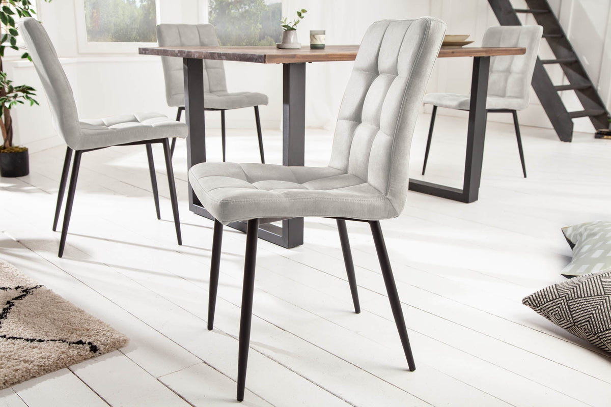 Lot de 2x Retro Design chaise MODENA stone gris avec surpiqûre décorative