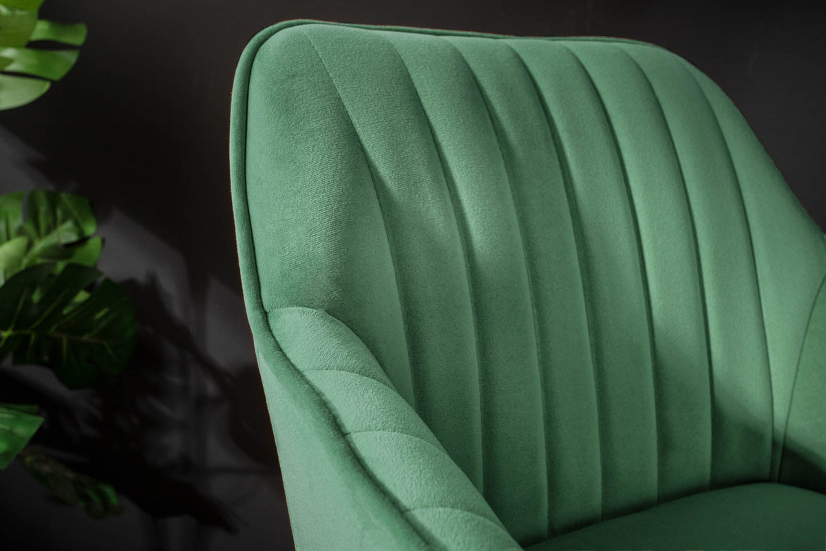 Lot de 2x Tabouret de bar noble TURIN vert émeraude velours avec surpiqûres décoratives chaise de bar avec accoudoirs (réf. 40436)