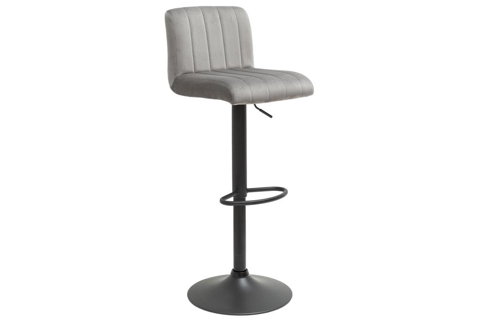 Lot de 2x Tabouret de bar pivotant PORTLAND gris velours avec dossier réglable en hauteur
