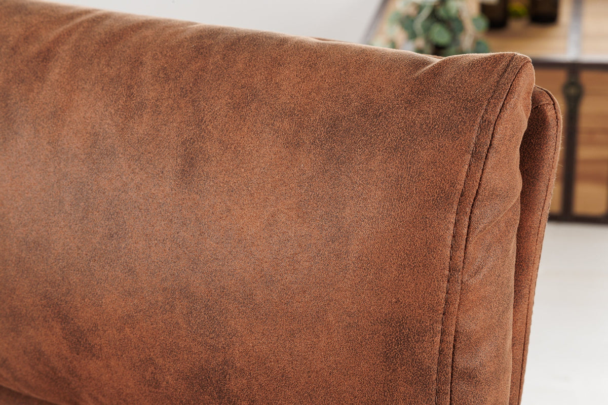 Lot de 2x Tabouret de bar réglable en hauteur COMFORT marron antique microfibre rotatif avec dossier métal noir