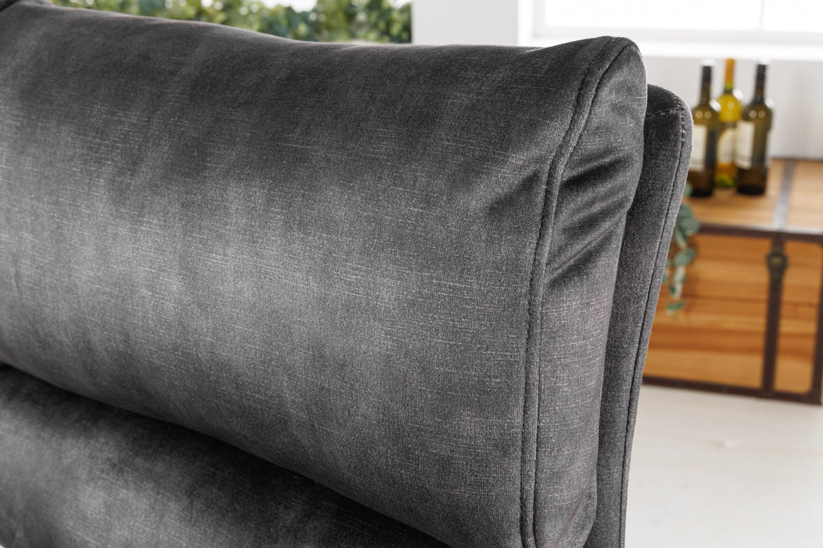 Lot de 2x Tabouret de bar réglable en hauteur COMFORT velours gris foncé rotatif avec dossier métal noir (réf. 43650)