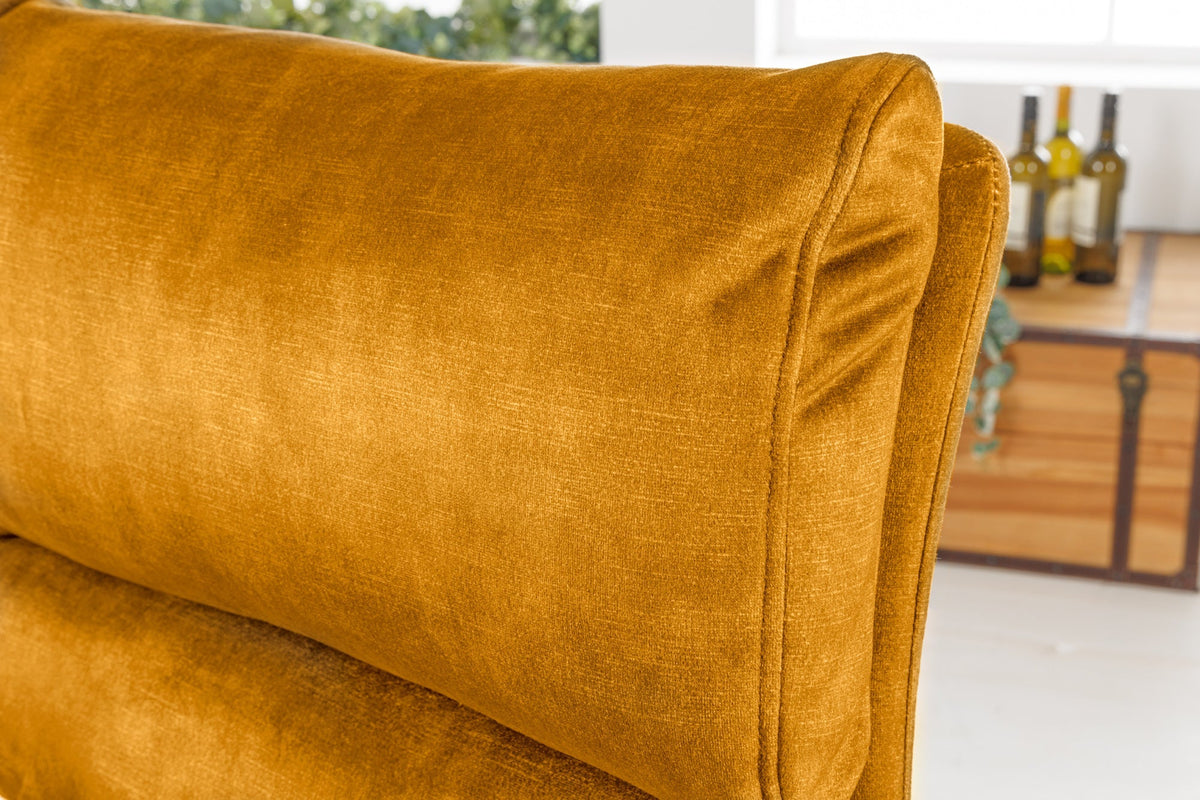 Lot de 2x Tabouret de bar réglable en hauteur COMFORT velours jaune moutarde pivotant avec dossier métal noir