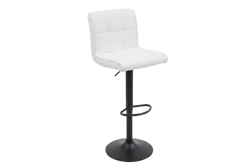 Lot de 2x Tabouret de bar réglable en hauteur MODENA blanc simili cuir noir avec dossier pivotant