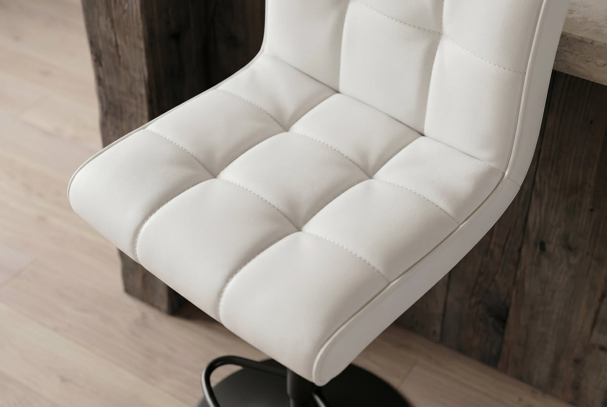 Lot de 2x Tabouret de bar réglable en hauteur MODENA blanc simili cuir noir avec dossier pivotant