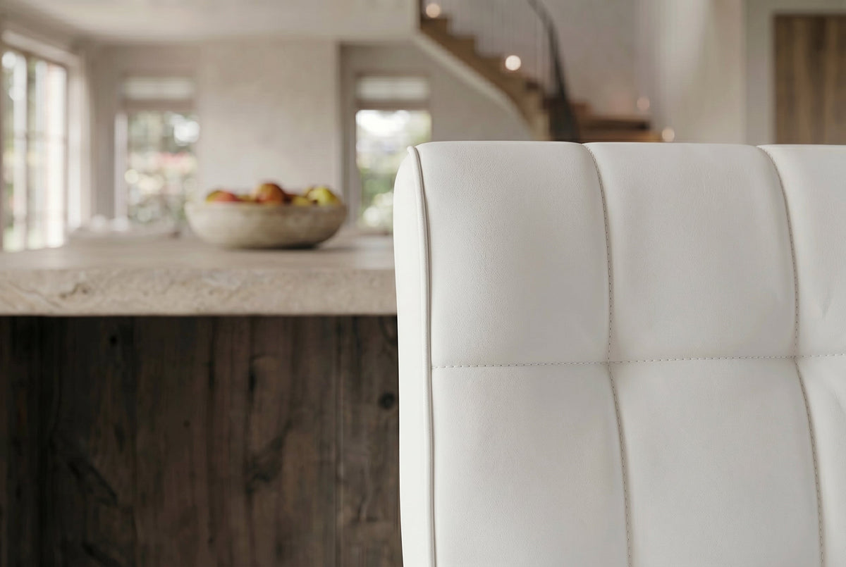 Lot de 2x Tabouret de bar réglable en hauteur MODENA blanc simili cuir noir avec dossier pivotant