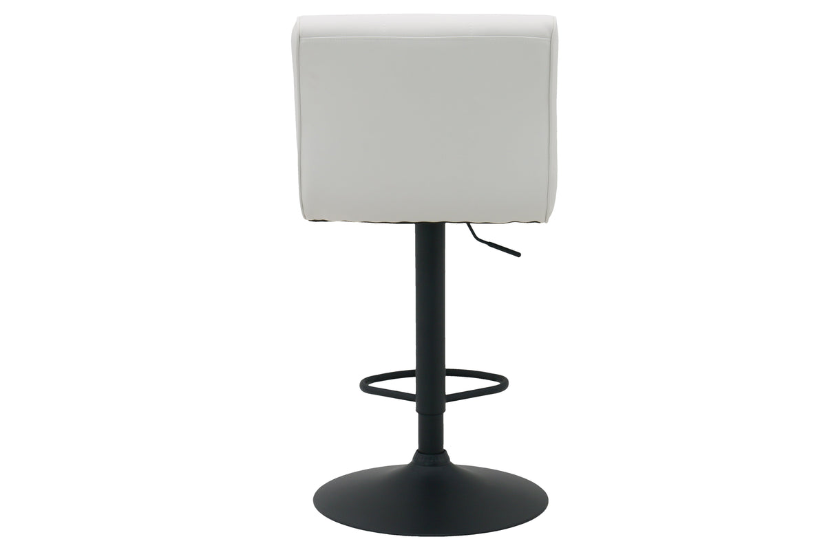 Lot de 2x Tabouret de bar réglable en hauteur MODENA blanc simili cuir noir avec dossier pivotant