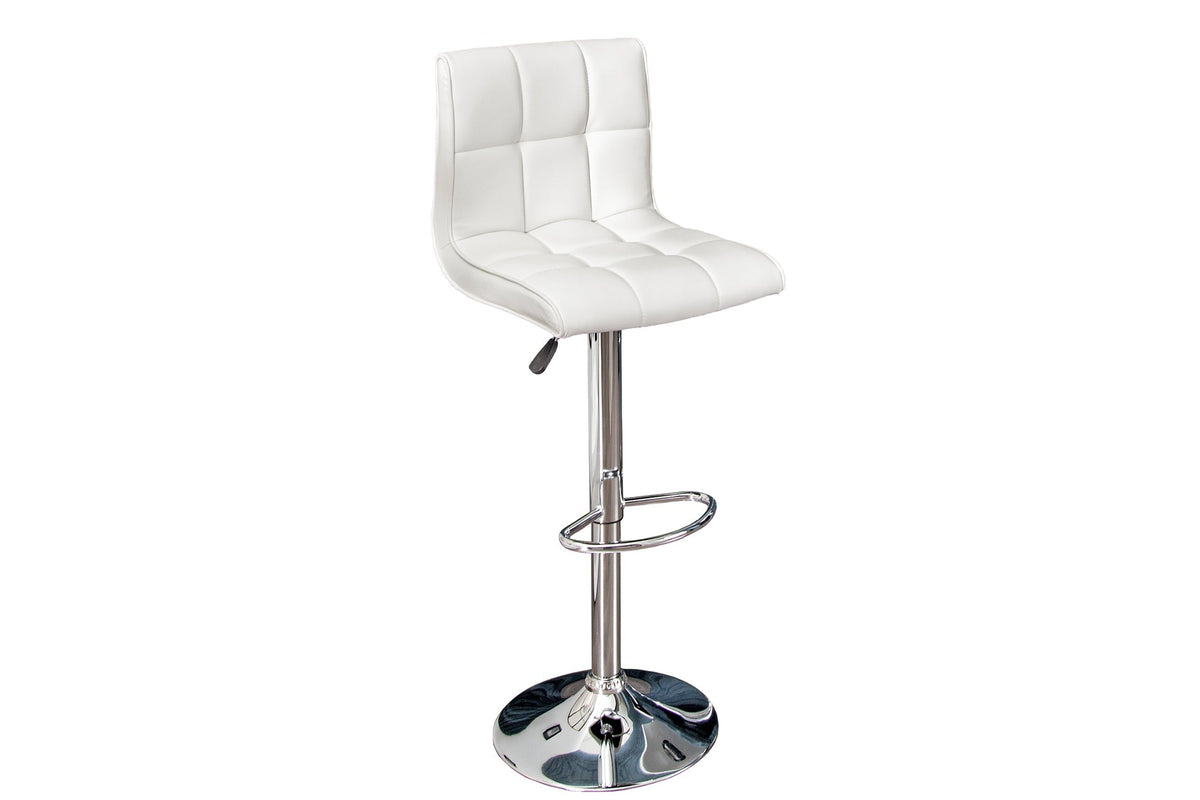 Lot de 2x Tabouret de bar réglable en hauteur MODENA blanc similicuir métal chromé avec dossier pivotant