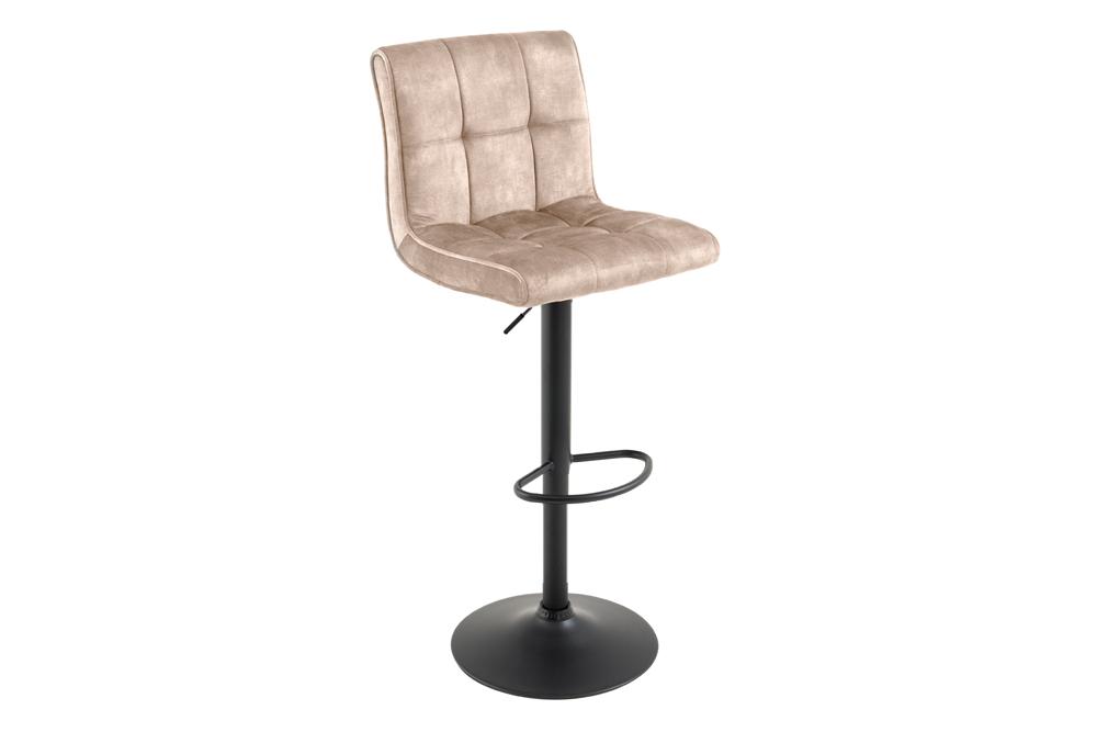 Lot de 2x Tabouret de bar réglable en hauteur MODENA champagne beige velours métal noir rotatif