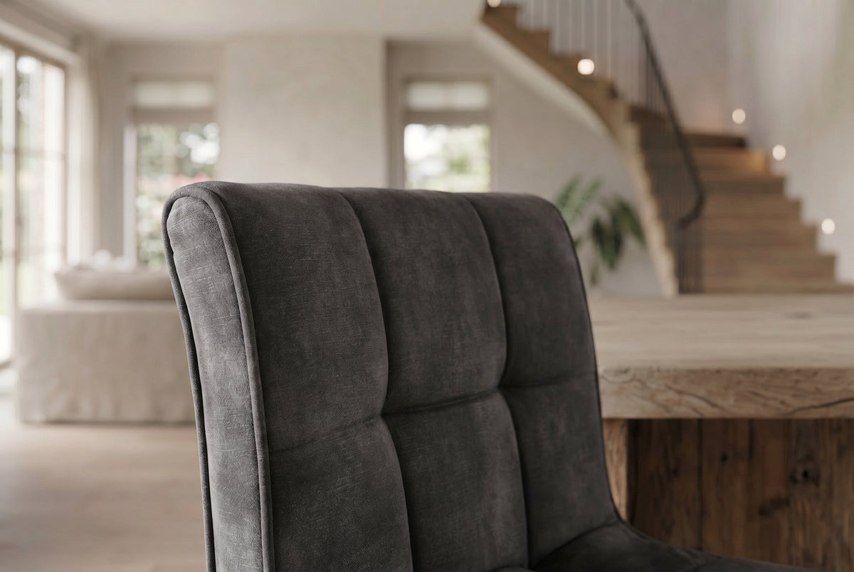 Lot de 2x Tabouret de bar réglable en hauteur MODENA gris velours métal noir pivotant
