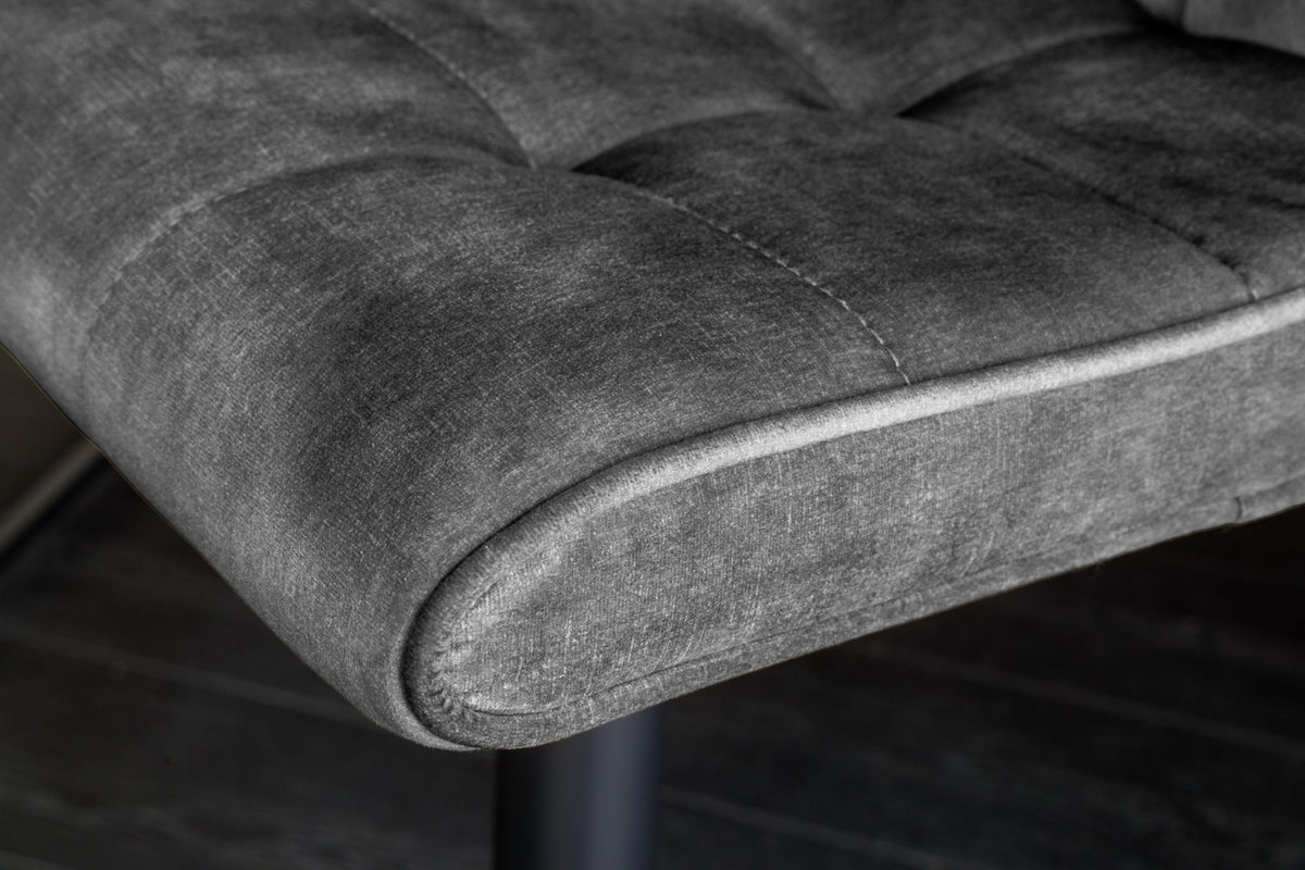 Lot de 2x Tabouret de bar réglable en hauteur MODENA gris velours métal noir pivotant