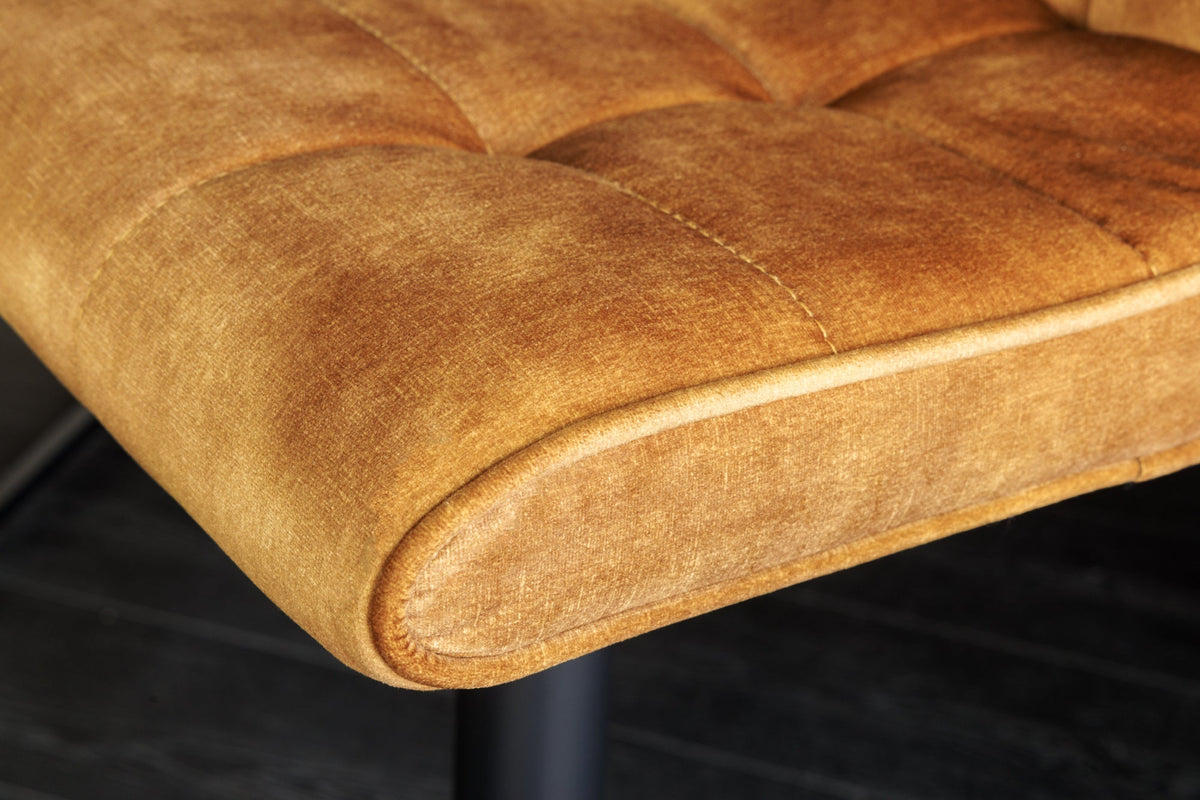 Lot de 2x Tabouret de bar réglable en hauteur MODENA jaune moutarde velours métal noir pivotant