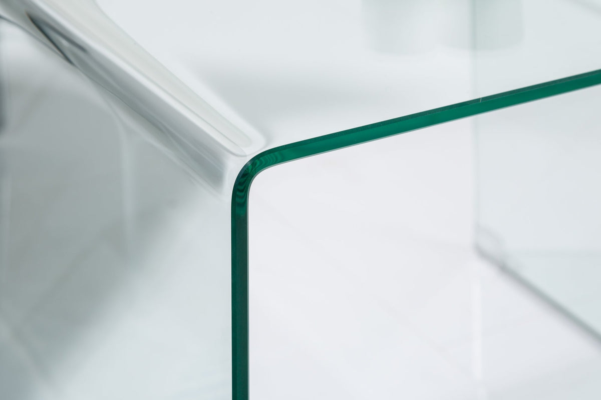 Lot de 3 tables basses design en verre FANTOME 60cm tables d’appoint transparentes