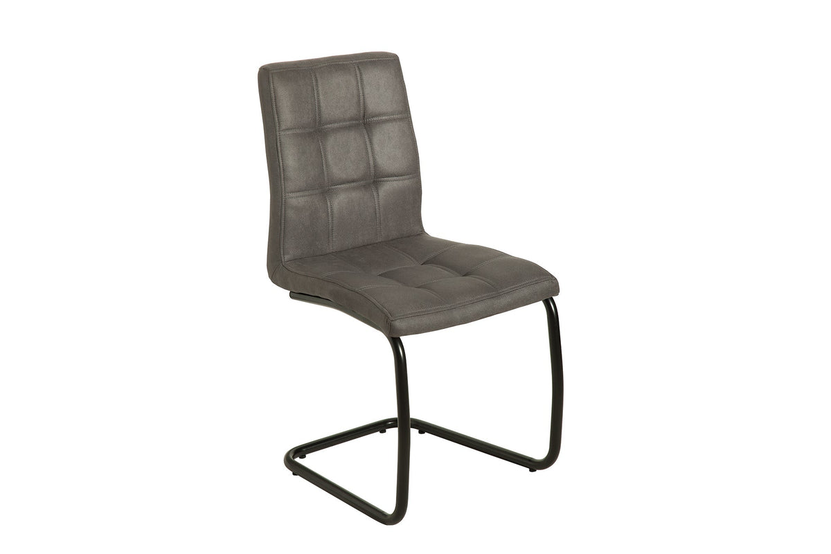 Lot de 4x Chaise cantilever industrielle MODENA gris vintage avec matelassage décoratif