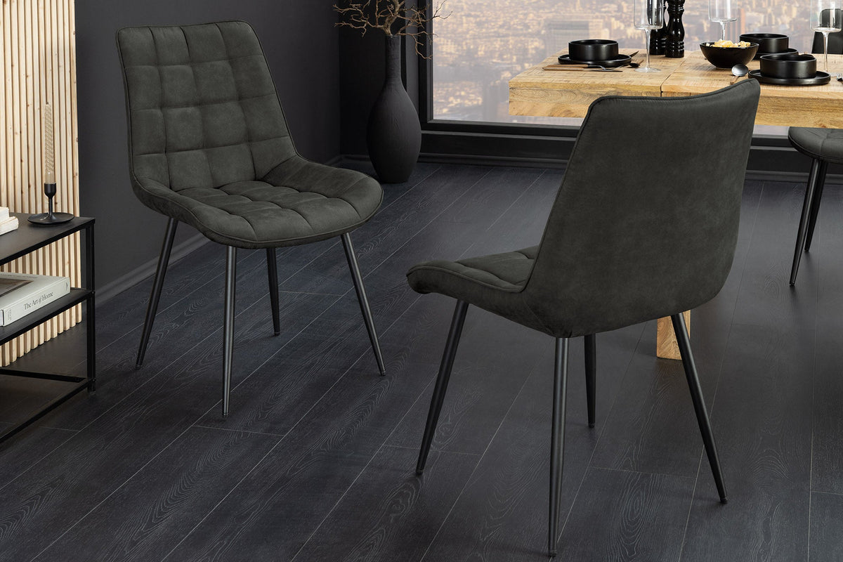 Lot de 4x Chaise design ROADSTAR grise pieds métalliques noirs