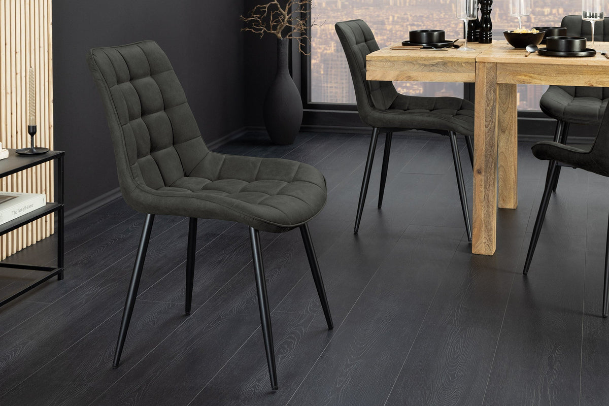 Lot de 4x Chaise design ROADSTAR grise pieds métalliques noirs