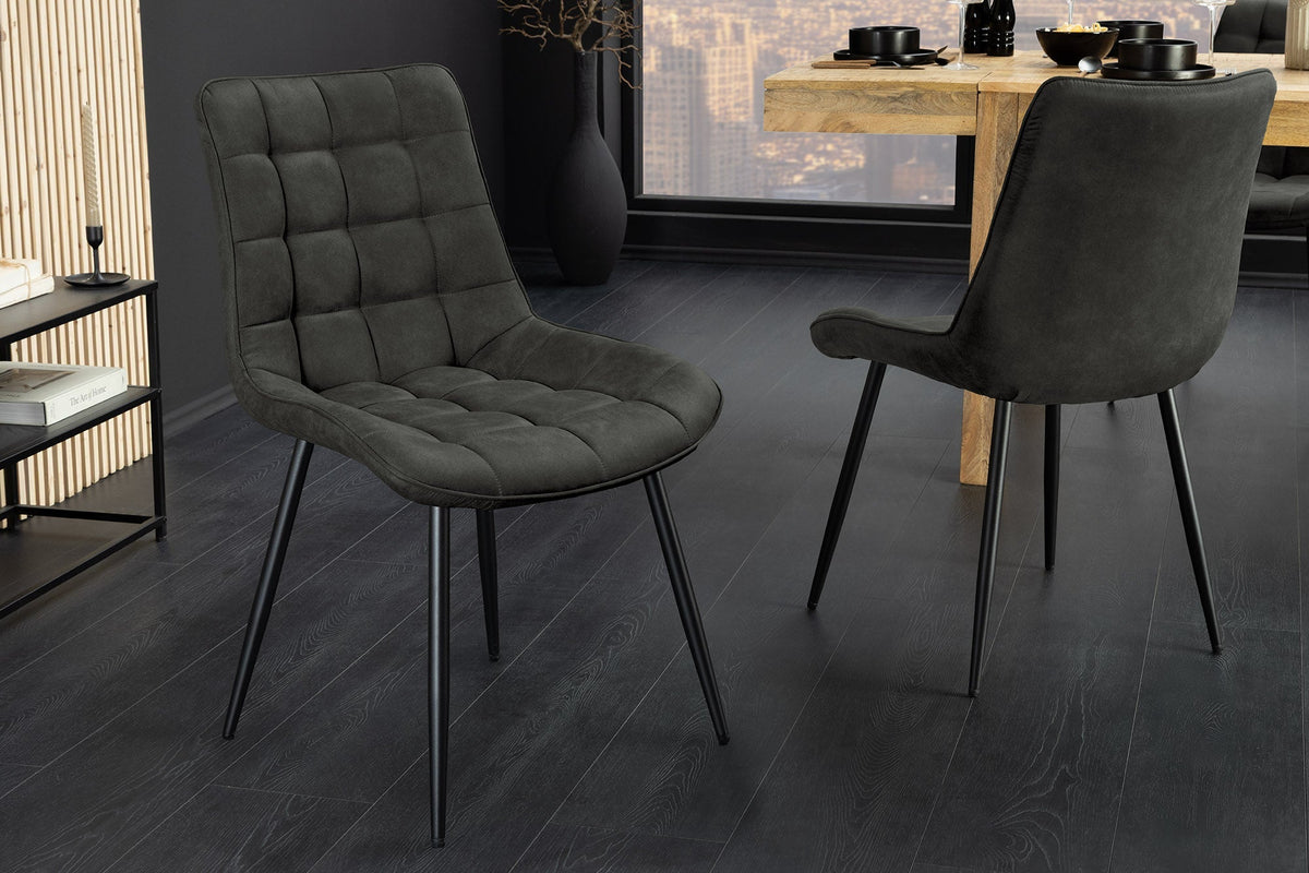 Lot de 4x Chaise design ROADSTAR grise pieds métalliques noirs