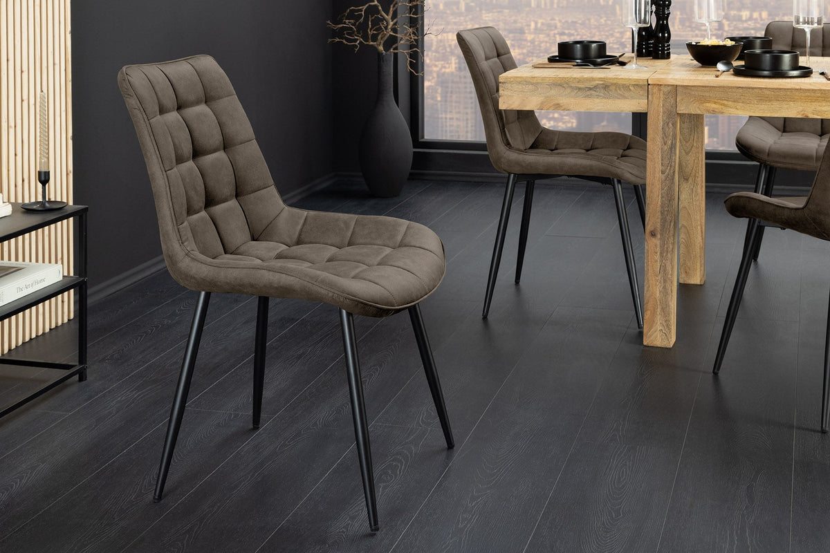 Lot de 4x Chaise design ROADSTAR taupe pieds métalliques noirs