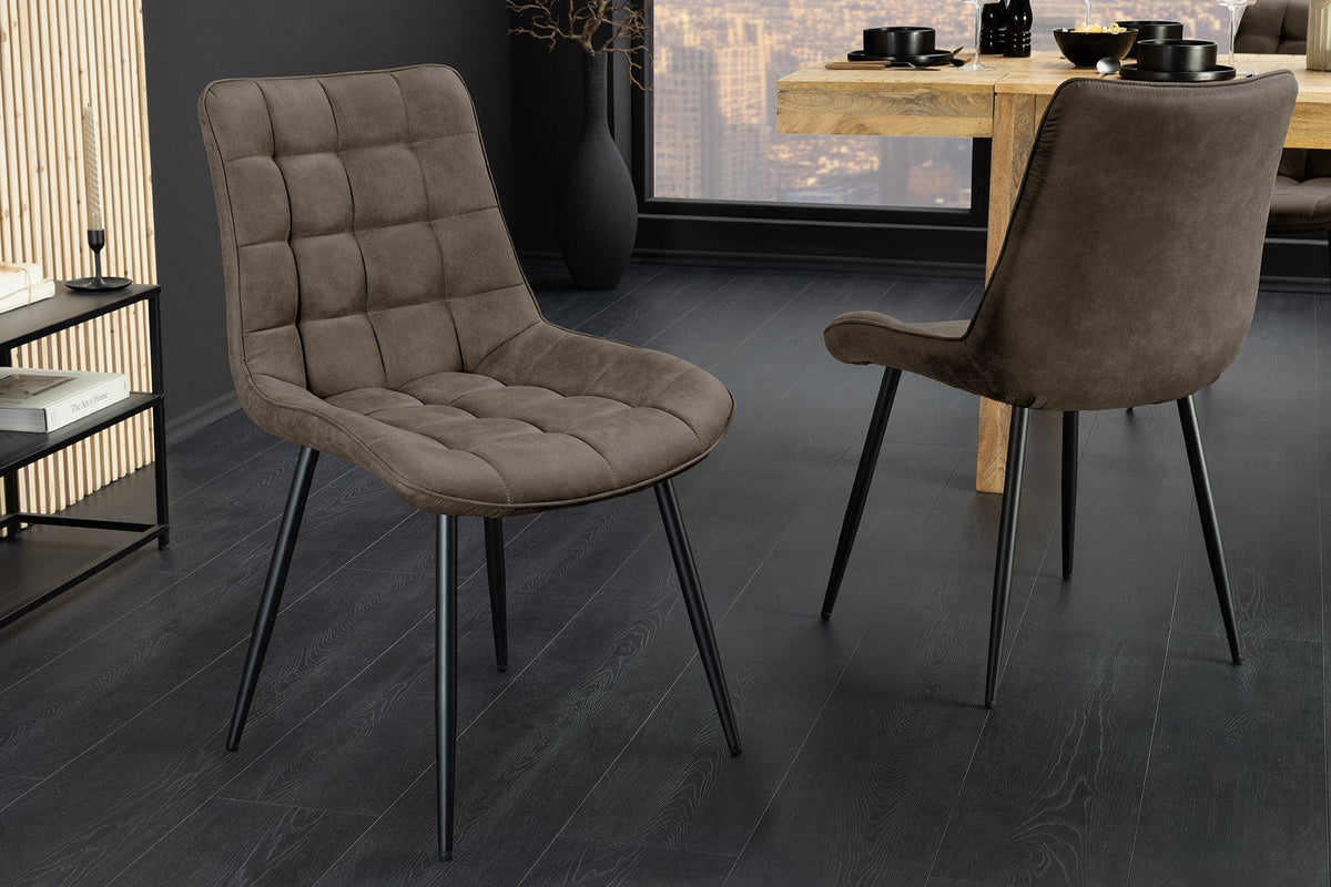 Lot de 4x Chaise design ROADSTAR taupe pieds métalliques noirs