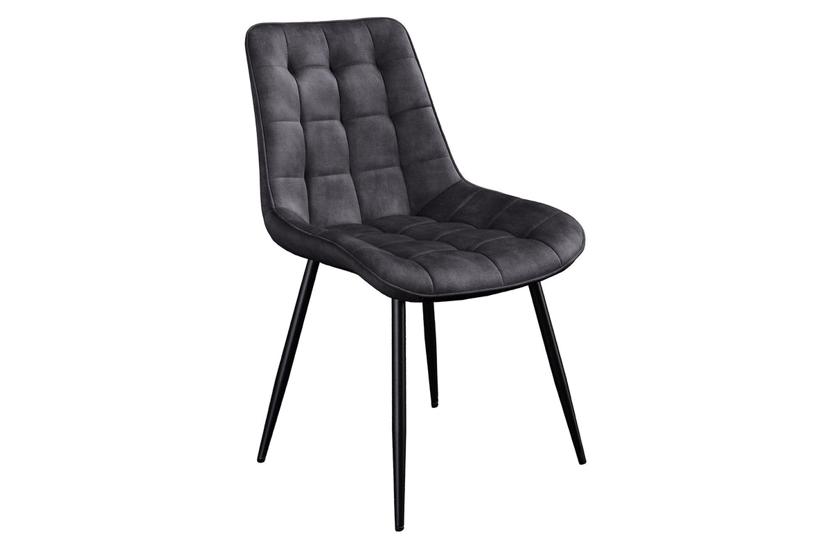 Lot de 4x Design chaise ROADSTAR gris velours pieds métalliques noirs