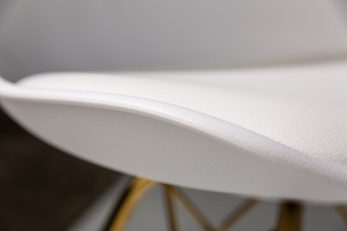 Lot de 4x Design chaise SCANDINAVIA MEISTERSTÜCK blanche pieds dorés
