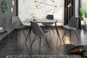 Lot de 4x Design chaise SCANDINAVIA MEISTERSTÜCK gris velours pieds métalliques noirs