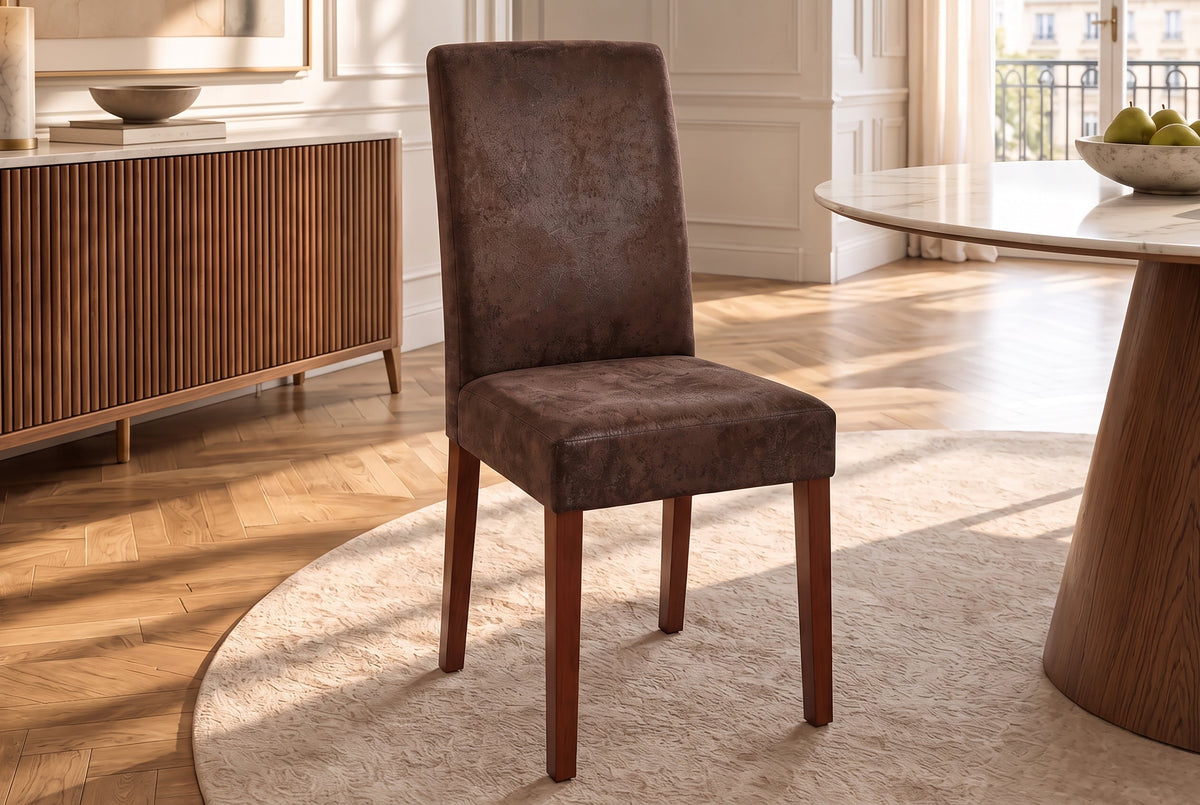 Lot de 4x Élégant fauteuil colonial GENUA cigare brun look vintage pieds en bois massif