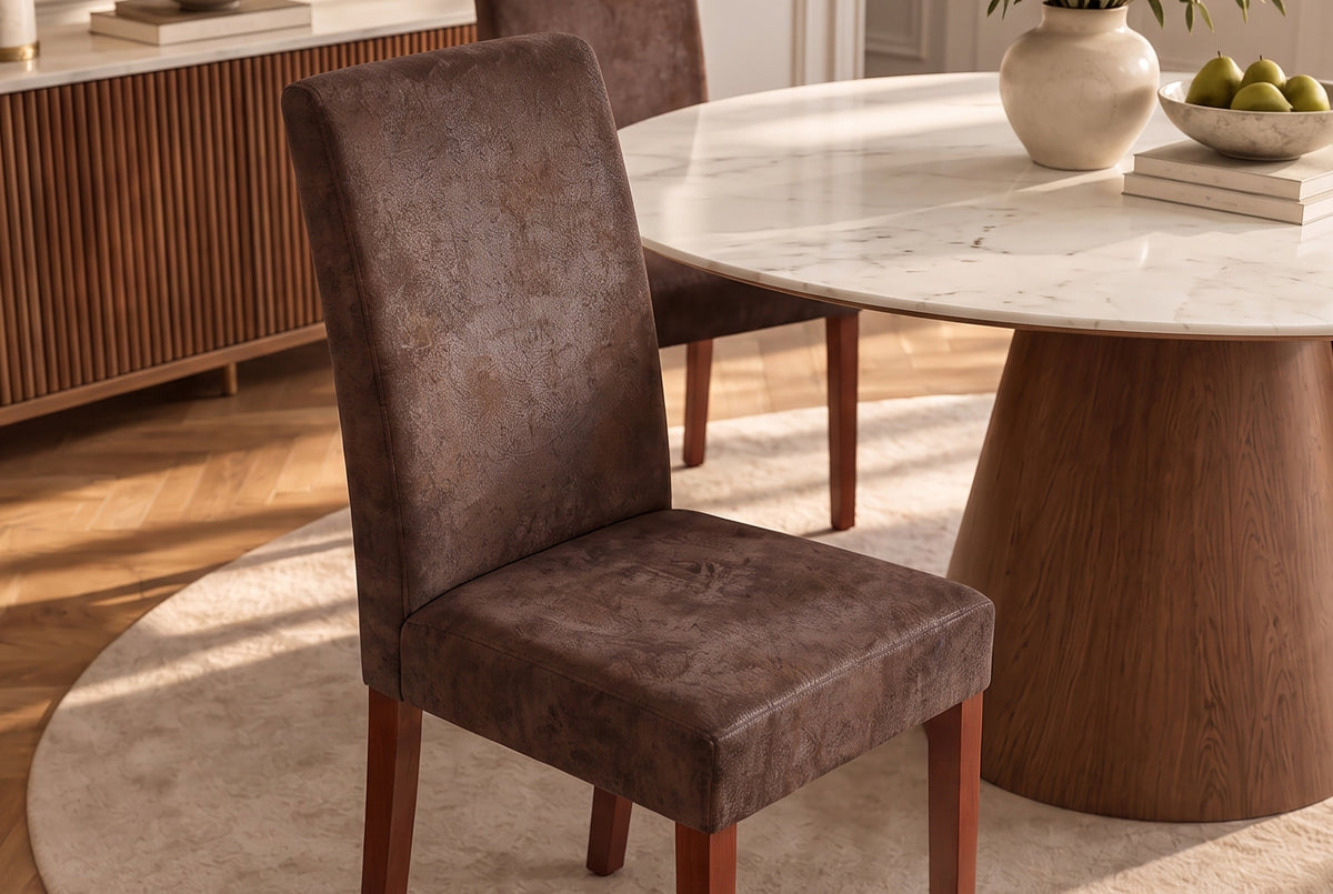 Lot de 4x Élégant fauteuil colonial GENUA cigare brun look vintage pieds en bois massif