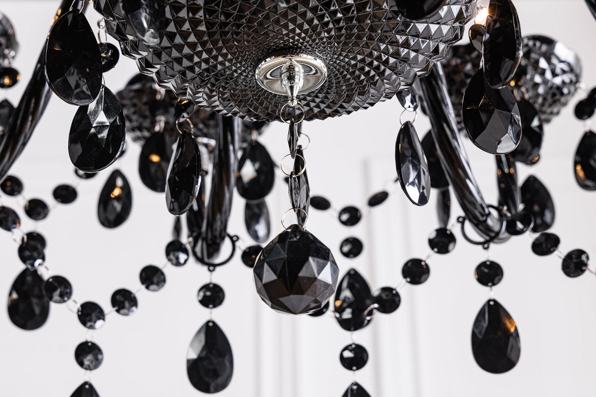 Lustre design BLACK CRYSTAL XL 80cm lustre 15 bras en acrylique noir