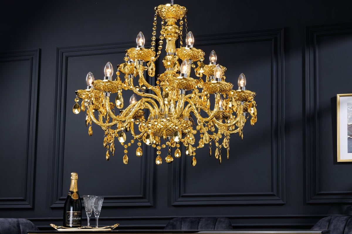 Lustre design CRYSTAL XL 80cm doré lustre 15 bras lampe cristal