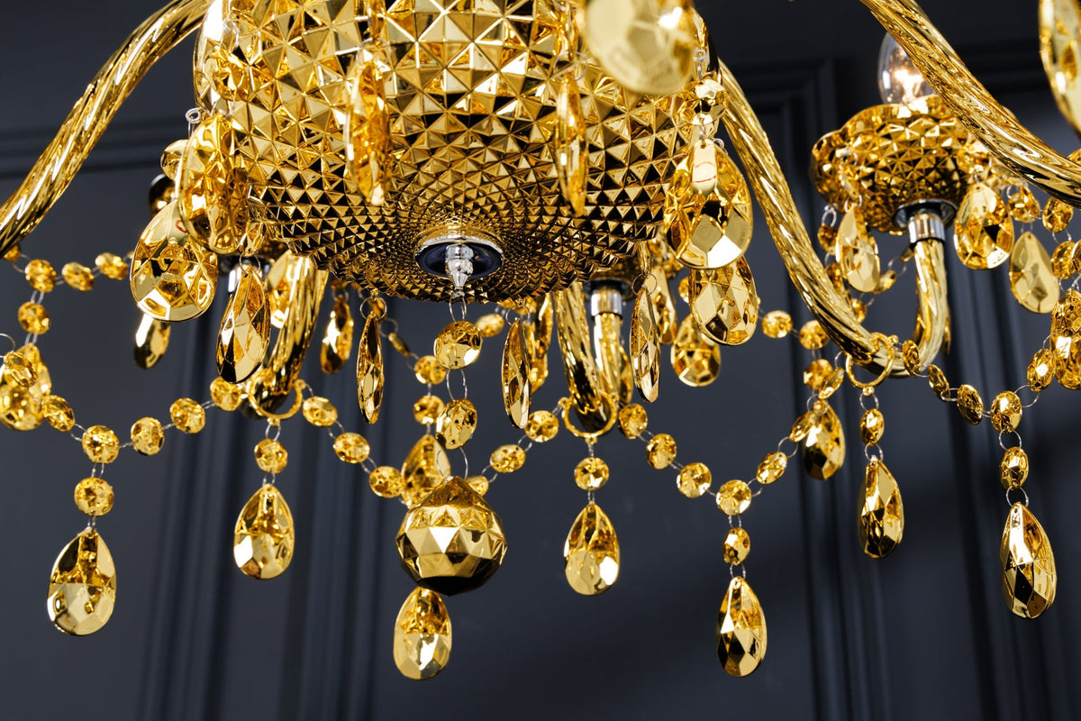 Lustre design CRYSTAL XL 80cm doré lustre 15 bras lampe cristal