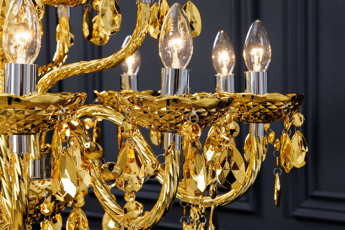 Lustre design CRYSTAL XL 80cm doré lustre 15 bras lampe cristal