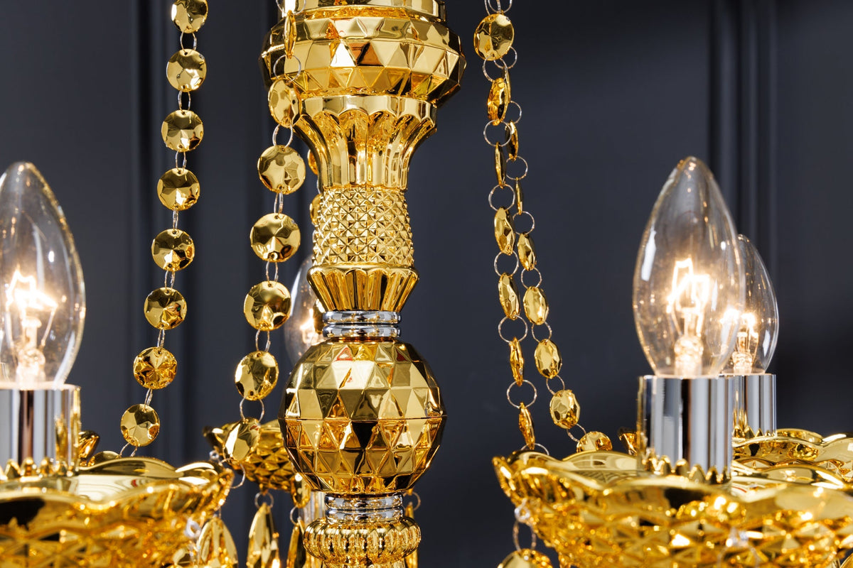 Lustre design CRYSTAL XL 80cm doré lustre 15 bras lampe cristal