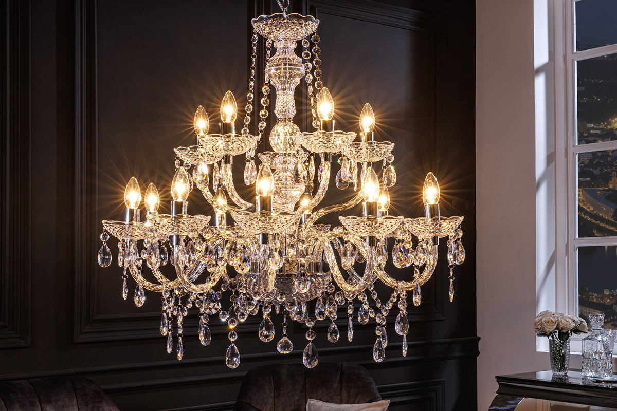 Lustre design CRYSTAL XL 80cm lustre 15 bras en acrylique transparent
