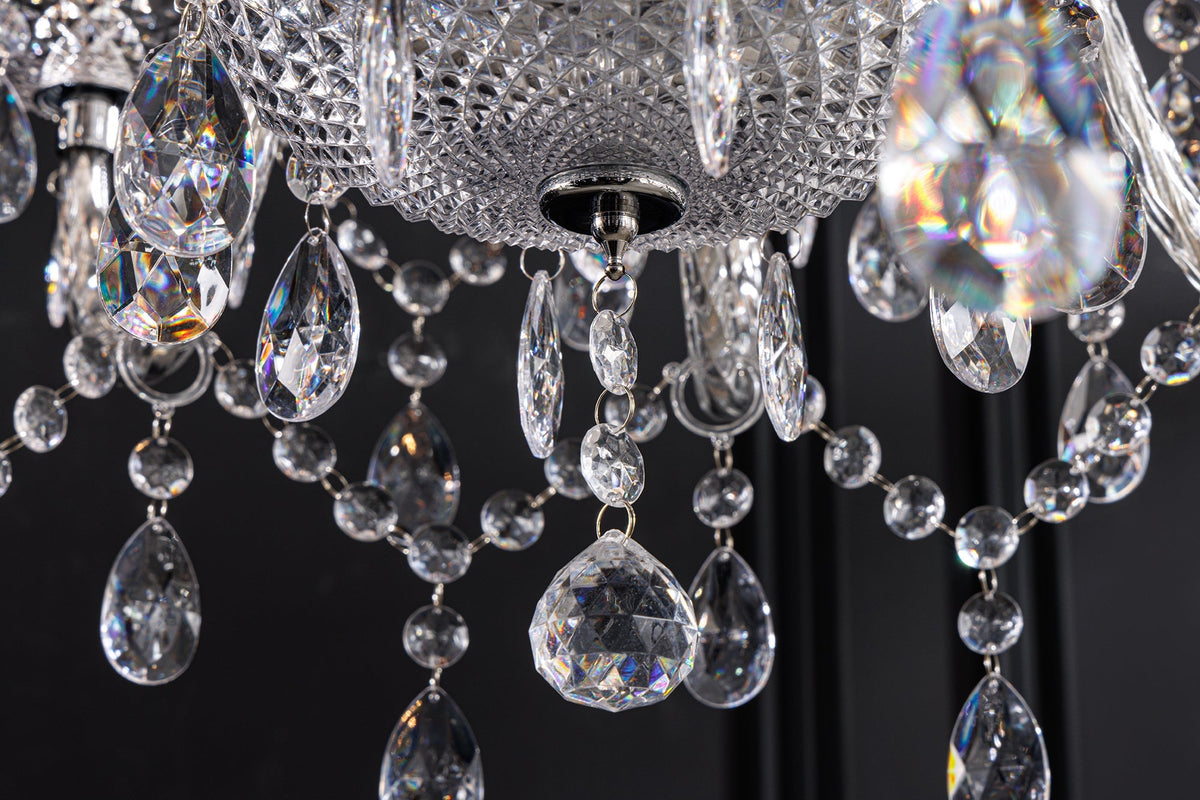 Lustre design CRYSTAL XL 80cm lustre 15 bras en acrylique transparent