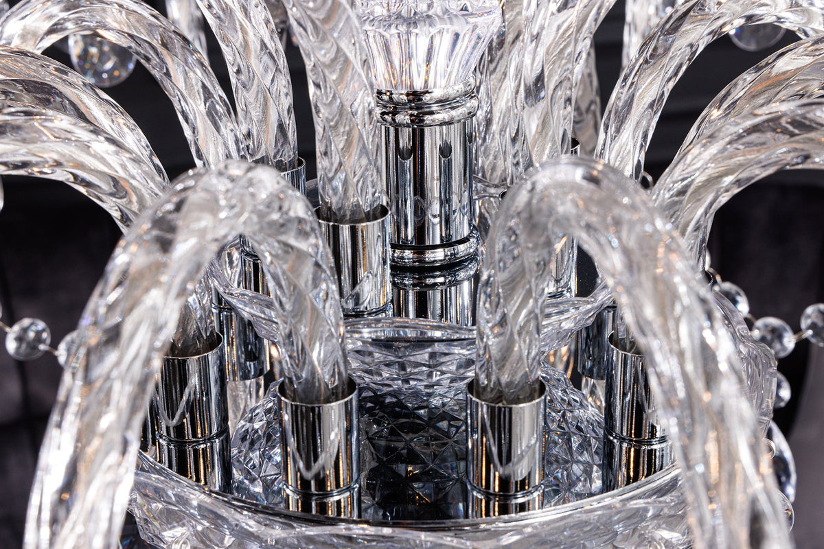 Lustre design CRYSTAL XL 80cm lustre 15 bras en acrylique transparent