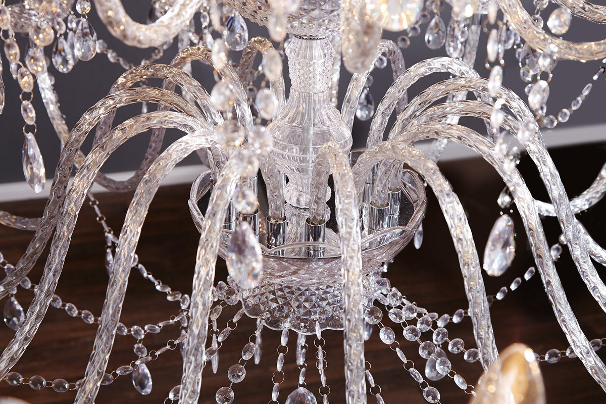 Lustre design CRYSTAL XXL 120cm acrylique transparent lampe cristal 30 bras