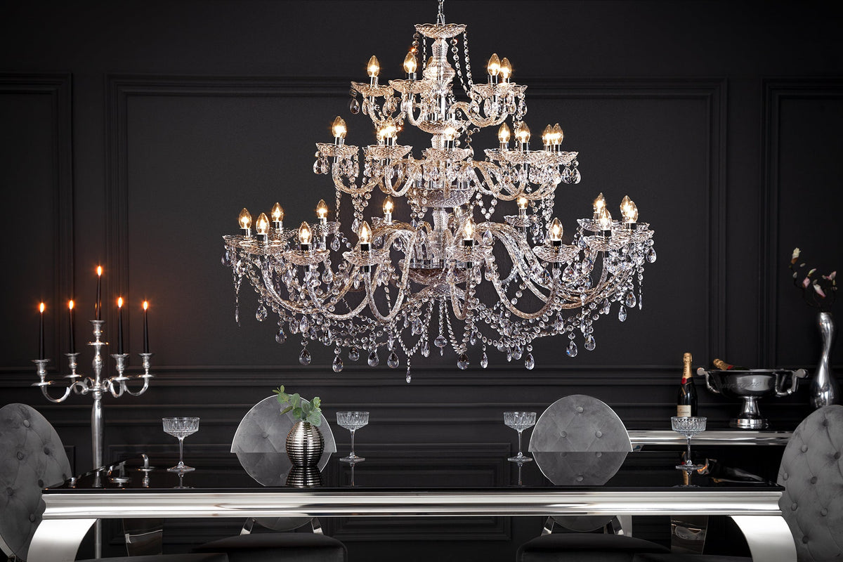 Lustre design CRYSTAL XXL 120cm acrylique transparent lampe cristal 30 bras