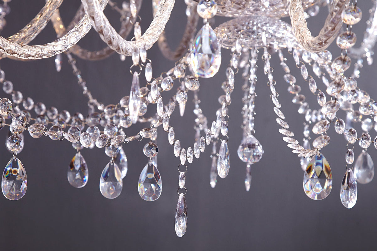 Lustre design CRYSTAL XXL 120cm acrylique transparent lampe cristal 30 bras