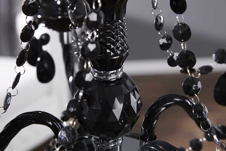 Lustre élégant BLACK CRYSTAL 55cm lustre 5 bras en acrylique noir