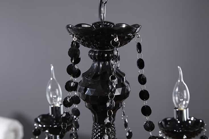 Lustre élégant BLACK CRYSTAL 55cm lustre 5 bras en acrylique noir