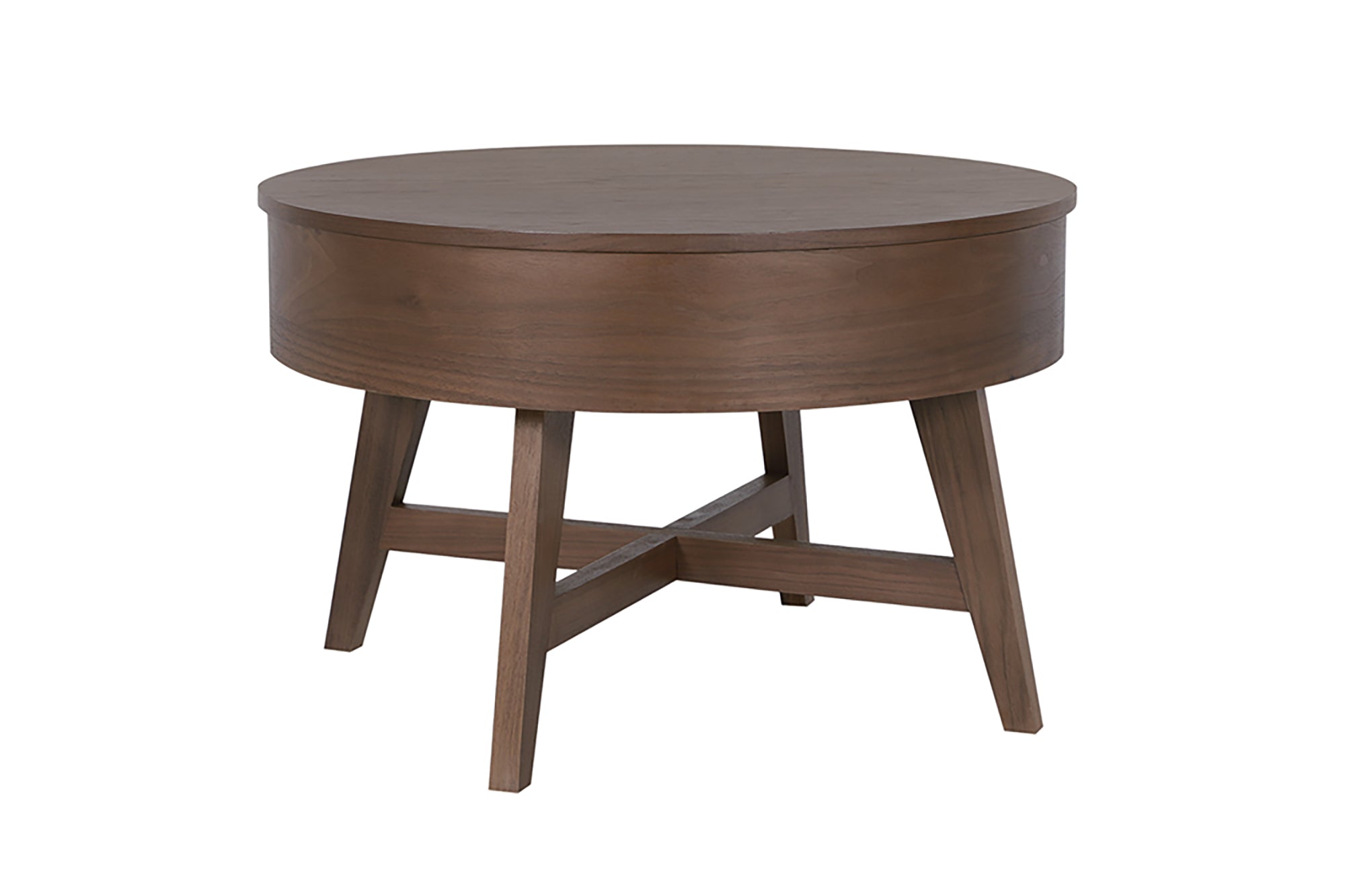 Massif table basse KYOTO 70cm brun bois de mangue au design noyer avec espace de rangement
