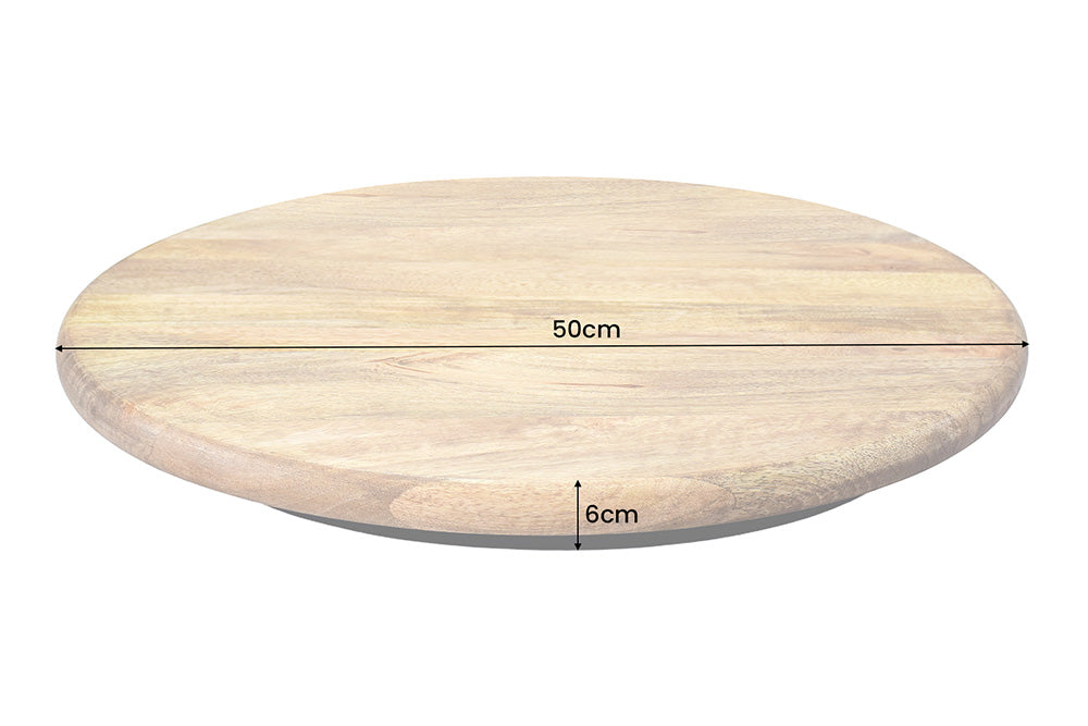 Massiver Drehteller SERVANT 50cm natur Mangoholz drehbare Servierplatte rund